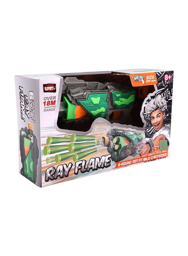 Hip Shot, Ray Flame Power Dart Blaster for Kids, Includes 6-Dart Rotating Barrel, Strong Grip Design, Pull-Back Action & Long Range Shooting, Foam Dart Toy Gun, Ages 8+, 59 ft - Image 2